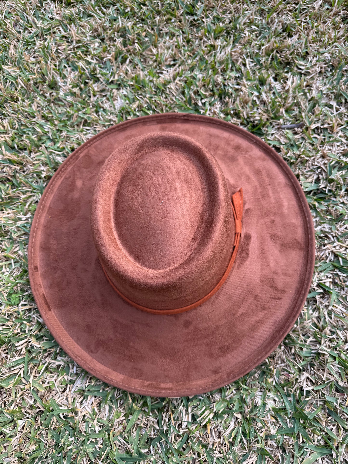 vegan suede hat with pencil brim